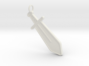 Sword Keyring in White Natural Versatile Plastic