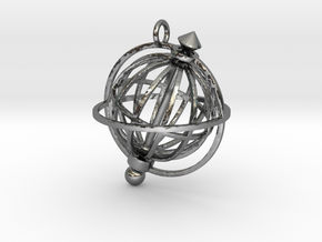 Spinning Globe Pendant in Polished Silver (Interlocking Parts): Medium