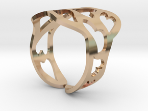 Ring of hearts  in 14k Rose Gold Plated Brass