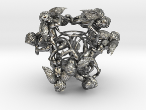 Cherub Tetrahedron in Polished Silver