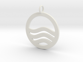 Sea Ocean Waves Symbol Pendant Charm in White Natural Versatile Plastic