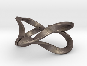 Ribbon Heart Pendant in Polished Bronzed Silver Steel