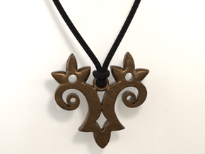 Twin Flower Pendant in Polished Bronze Steel
