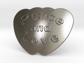Peace And Love Belt Buckle in Polished Nickel Steel