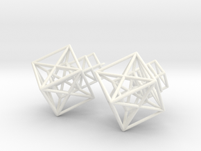 Entangled Hypercube Dangle Earring in White Processed Versatile Plastic: Large