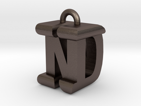 3D-Initial-DN in Polished Bronzed Silver Steel