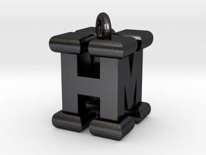 3D-Initial-HM in Polished and Bronzed Black Steel