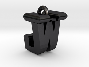 3D-Initial-JW in Polished and Bronzed Black Steel