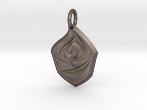 Rose Pendant in Polished Bronzed Silver Steel