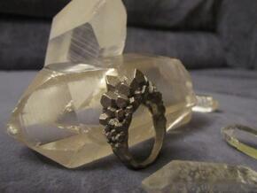 Crystal Ring size 7 in Polished Bronzed Silver Steel