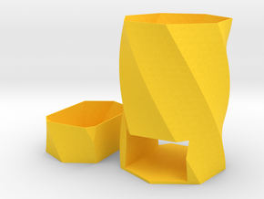 Pen Cup with a Drawer Twist in Yellow Processed Versatile Plastic