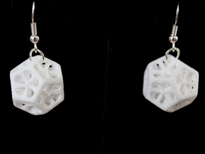 Dodecahedron Earrings in White Processed Versatile Plastic