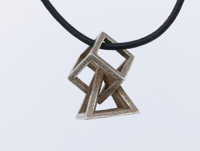 Cube and pyramid in Polished Bronzed Silver Steel