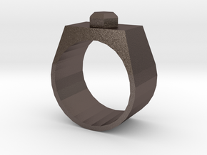 Stud Ring in Polished Bronzed Silver Steel: 10 / 61.5