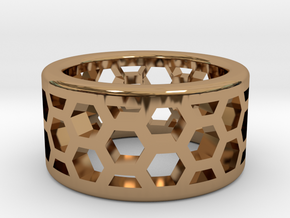 Straight Edge Honeycomb Ring in Polished Brass: 4.5 / 47.75