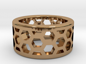 Straight Edge Honeycomb Ring Sizes 10 - 13 in Polished Brass: 10 / 61.5