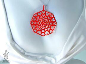 Pendant: Hearts disc in White Natural Versatile Plastic