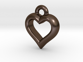 Hearty Little Heart (steel_pendant) in Polished Bronze Steel