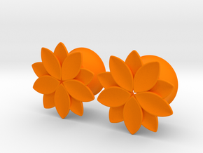Flower - 10 petals - 5/8" ear plugs 16mm in Orange Processed Versatile Plastic