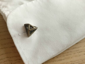 Triangular cufflink twisted in Polished Bronze Steel