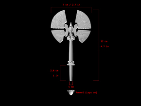 Action Figure Weapon: Split Axe (5mm peg) in White Processed Versatile Plastic