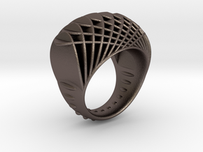 ring-dubbelbol-metaal / double concave metal in Polished Bronzed Silver Steel: 6.5 / 52.75