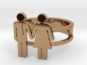 Love Collection Rings - Man and Woman Ring in Polished Brass: 6 / 51.5