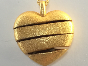 Heart & Star Pendant Small - Spiral in Polished Gold Steel