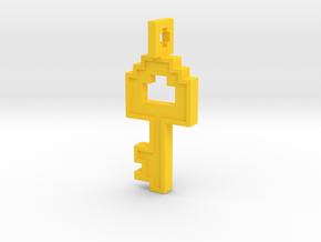 8-bit Key Pendant in Yellow Processed Versatile Plastic