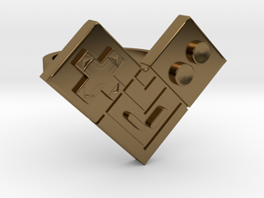 Pixel NES Heart size 6.5  in Polished Bronze