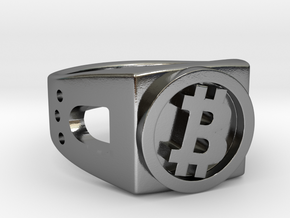 Bitcoin Ring in Polished Silver: 8 / 56.75