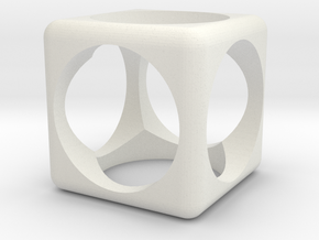 Cube in White Natural Versatile Plastic: 6mm