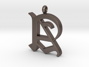 Pendant Old Letter A in Polished Bronzed Silver Steel