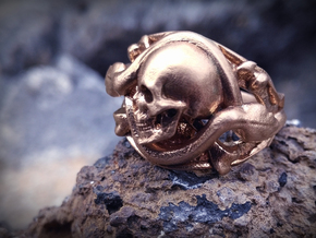 Skull Ring Memento Vivere in Natural Bronze: 9.5 / 60.25