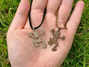 Tree frog pendant in Polished Bronzed Silver Steel