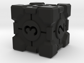 Companion Cube D6 - Portal Dice in Black Natural Versatile Plastic: Small