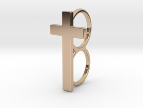 Double Cross Ring in 14k Rose Gold Plated Brass