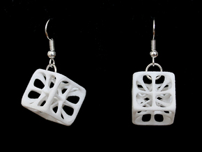Hexahedron Earrings in White Processed Versatile Plastic