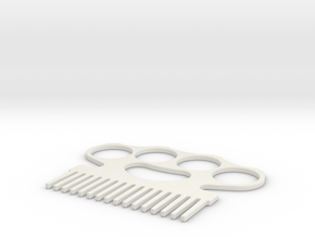 Brass Knuckle Comb/Beard Comb (inward teeth) in White Natural Versatile Plastic