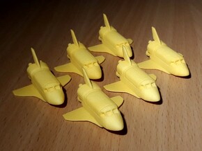 Six Funny Space Shuttle keychains in Yellow Processed Versatile Plastic