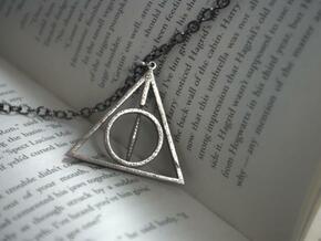 Deathly Hallows Necklace - Rotating Center in Polished Bronzed Silver Steel