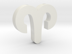 Aries Symbol Pendant in White Natural Versatile Plastic
