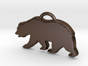 California Bear Pendant in Polished Bronze Steel