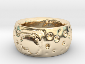 Chunky Heart Ring s6 in 14k Gold Plated Brass