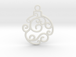 Holiday Swirl Ornament in White Natural Versatile Plastic