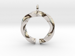 Open and twisted ring - Pendant or earrings in Rhodium Plated Brass