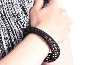 black parametrical cuff bracelet geometrical desig in Black Natural Versatile Plastic: Small