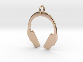 Headphones Precious Metal Pendant in 14k Rose Gold Plated Brass