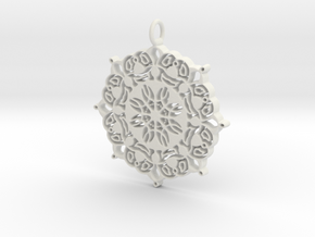 Geometric Flower Mandala  in White Natural Versatile Plastic