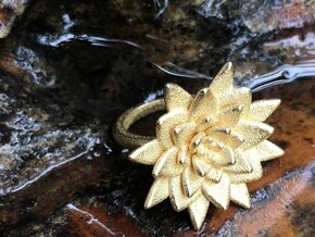 Succulent Blossom in Polished Gold Steel